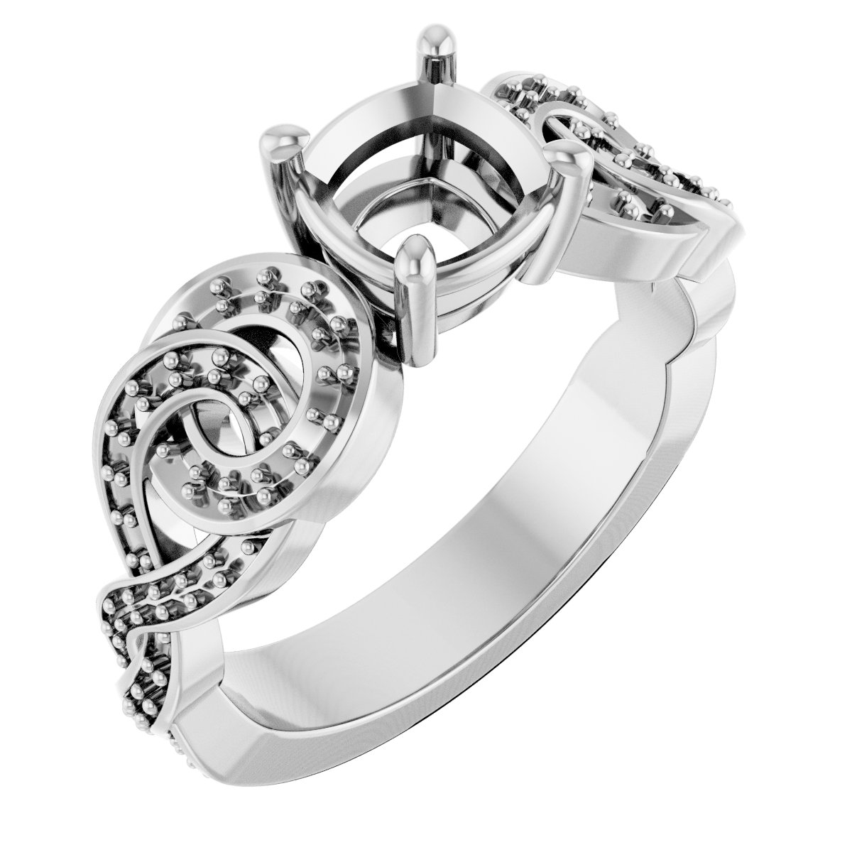 Accented Scroll Engagement Ring