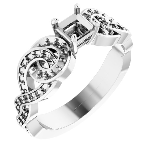 Accented Scroll Engagement Ring