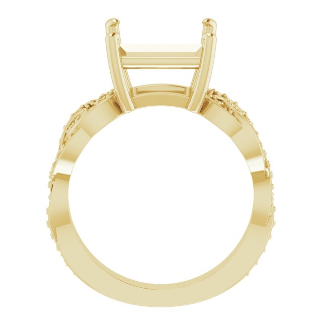 10K Yellow Gold 9 mm Square Engagement Ring Mounting