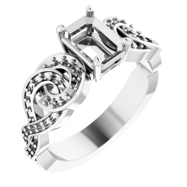 Accented Scroll Engagement Ring