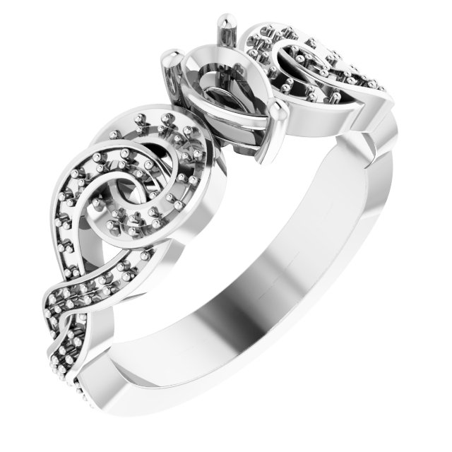 Accented Scroll Engagement Ring