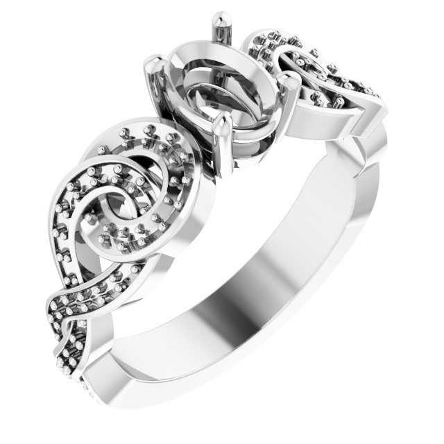 Accented Scroll Engagement Ring