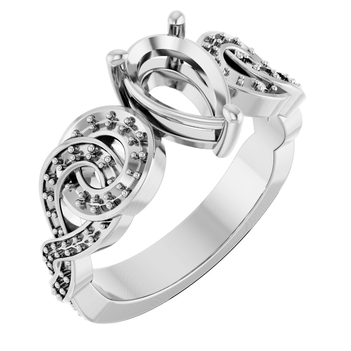 Accented Scroll Engagement Ring