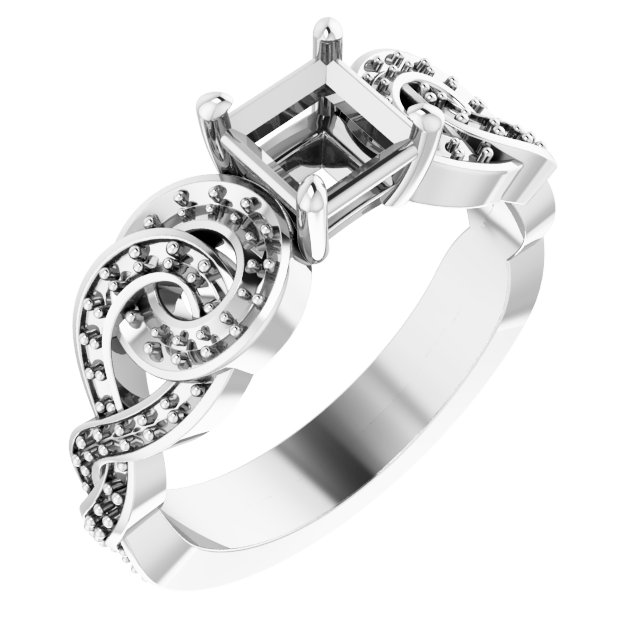 Accented Scroll Engagement Ring