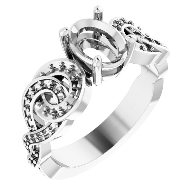Accented Scroll Engagement Ring
