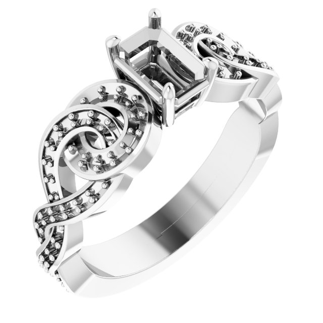 Accented Scroll Engagement Ring