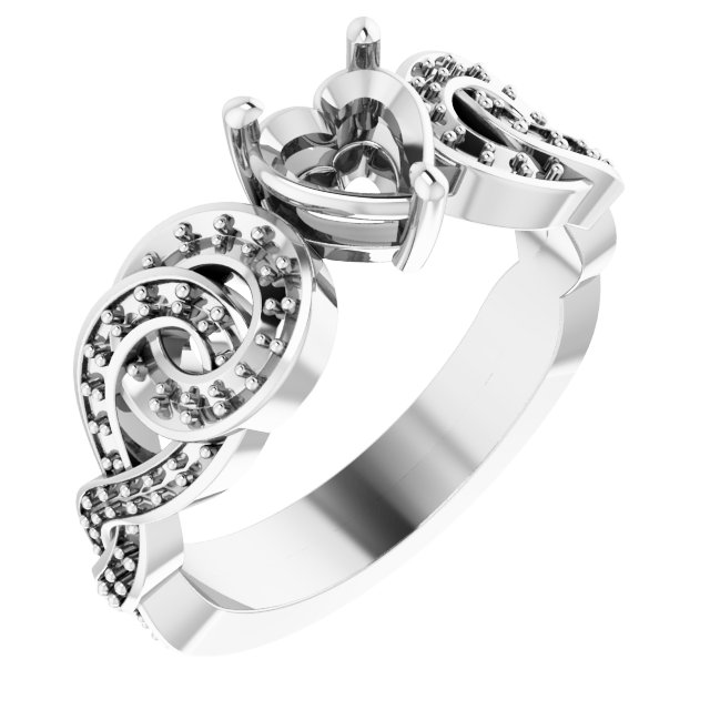 Accented Scroll Engagement Ring