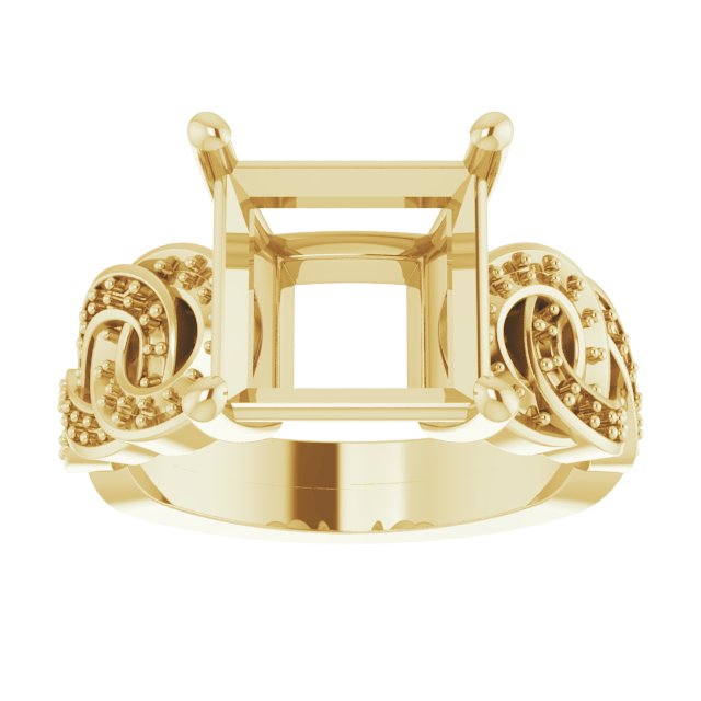 10K Yellow Gold 9 mm Square Engagement Ring Mounting