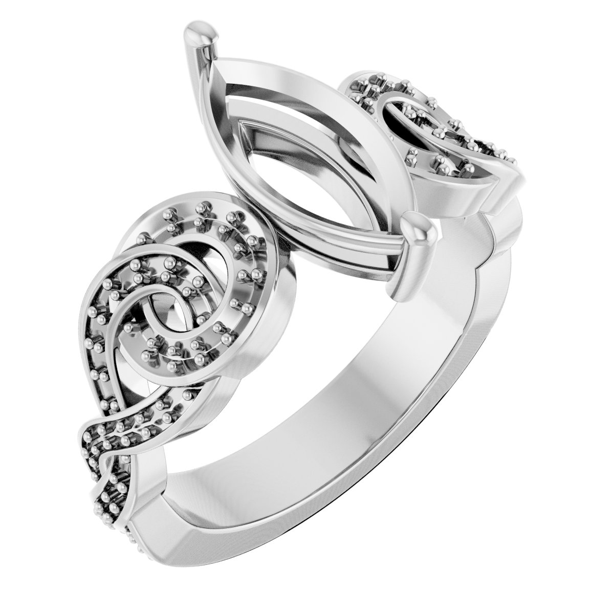 Accented Scroll Engagement Ring