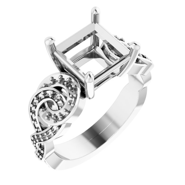 Accented Scroll Engagement Ring