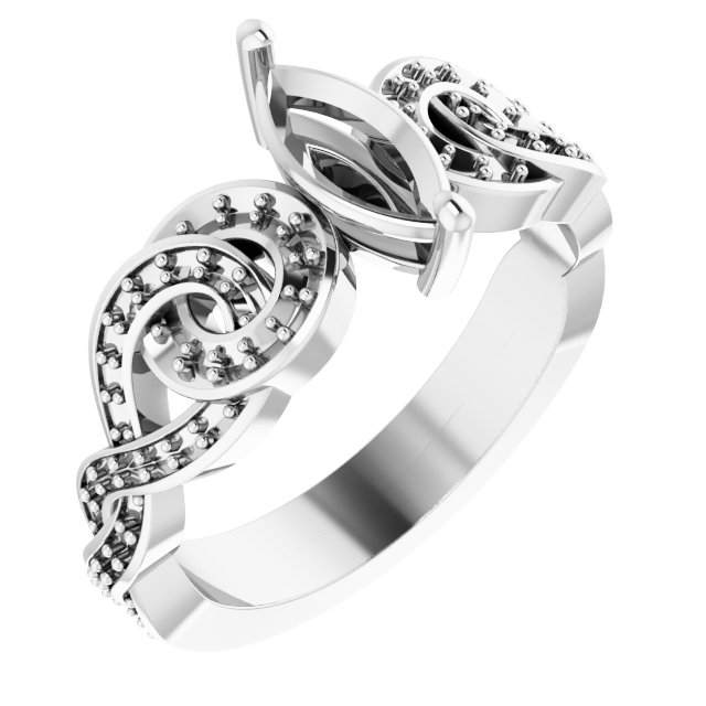 Accented Scroll Engagement Ring