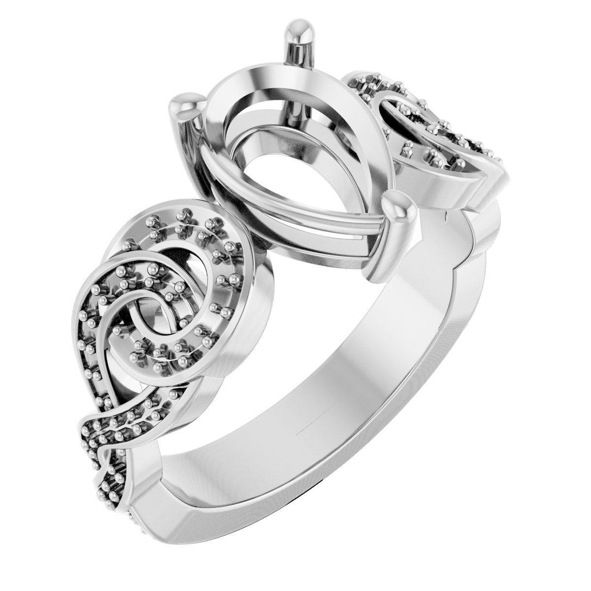 Accented Scroll Engagement Ring