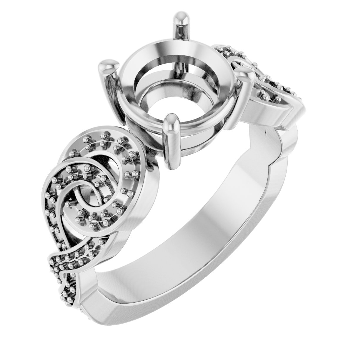 Accented Scroll Engagement Ring