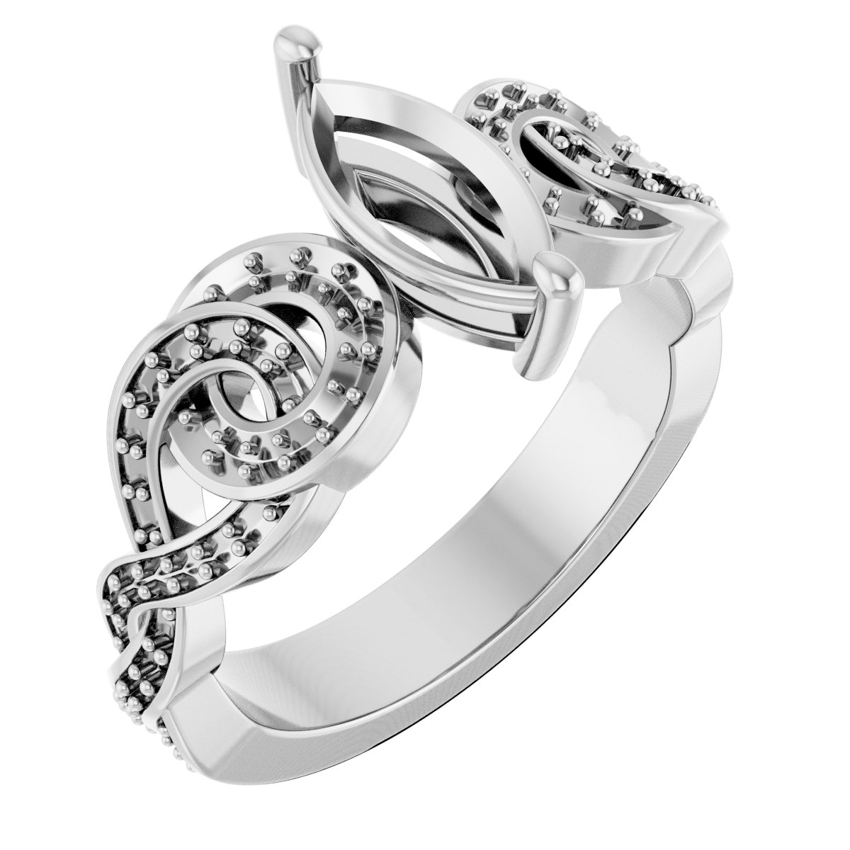 Accented Scroll Engagement Ring