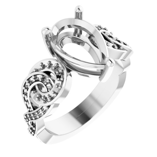 Accented Scroll Engagement Ring
