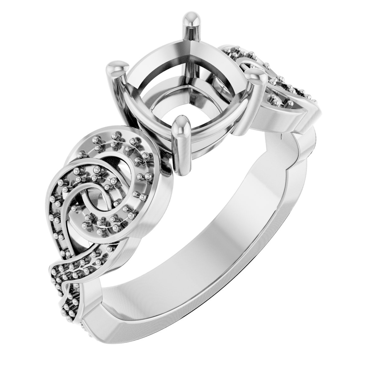 Accented Scroll Engagement Ring
