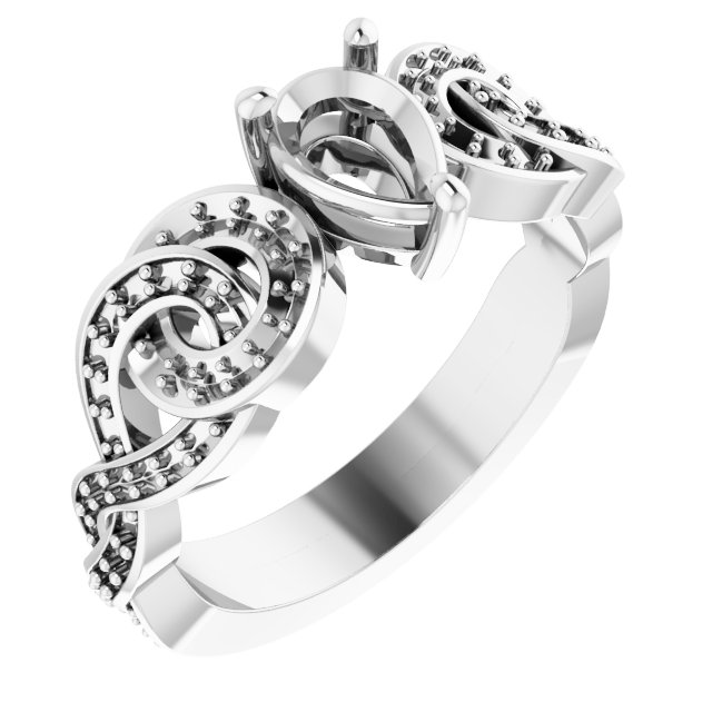 Accented Scroll Engagement Ring