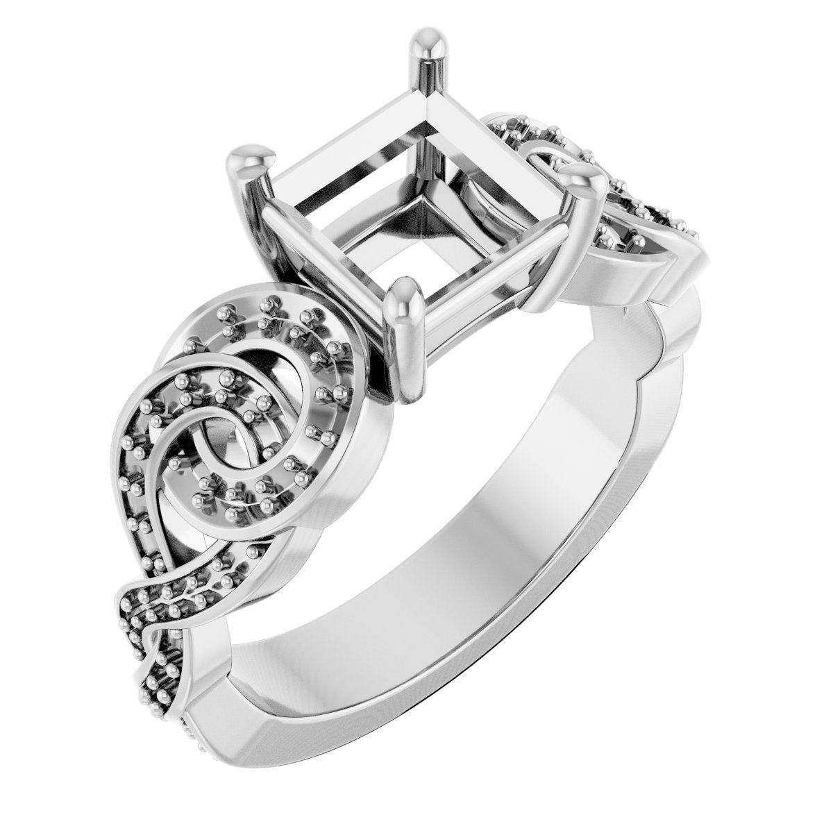 Accented Scroll Engagement Ring