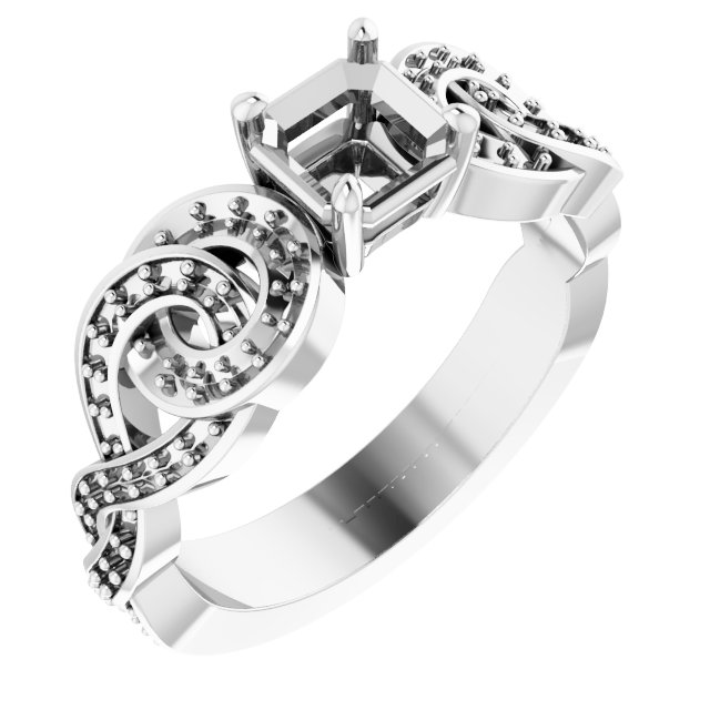 Accented Scroll Engagement Ring