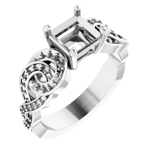 Accented Scroll Engagement Ring