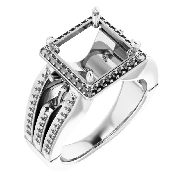 Square Halo-Style Engagement Ring Mounting