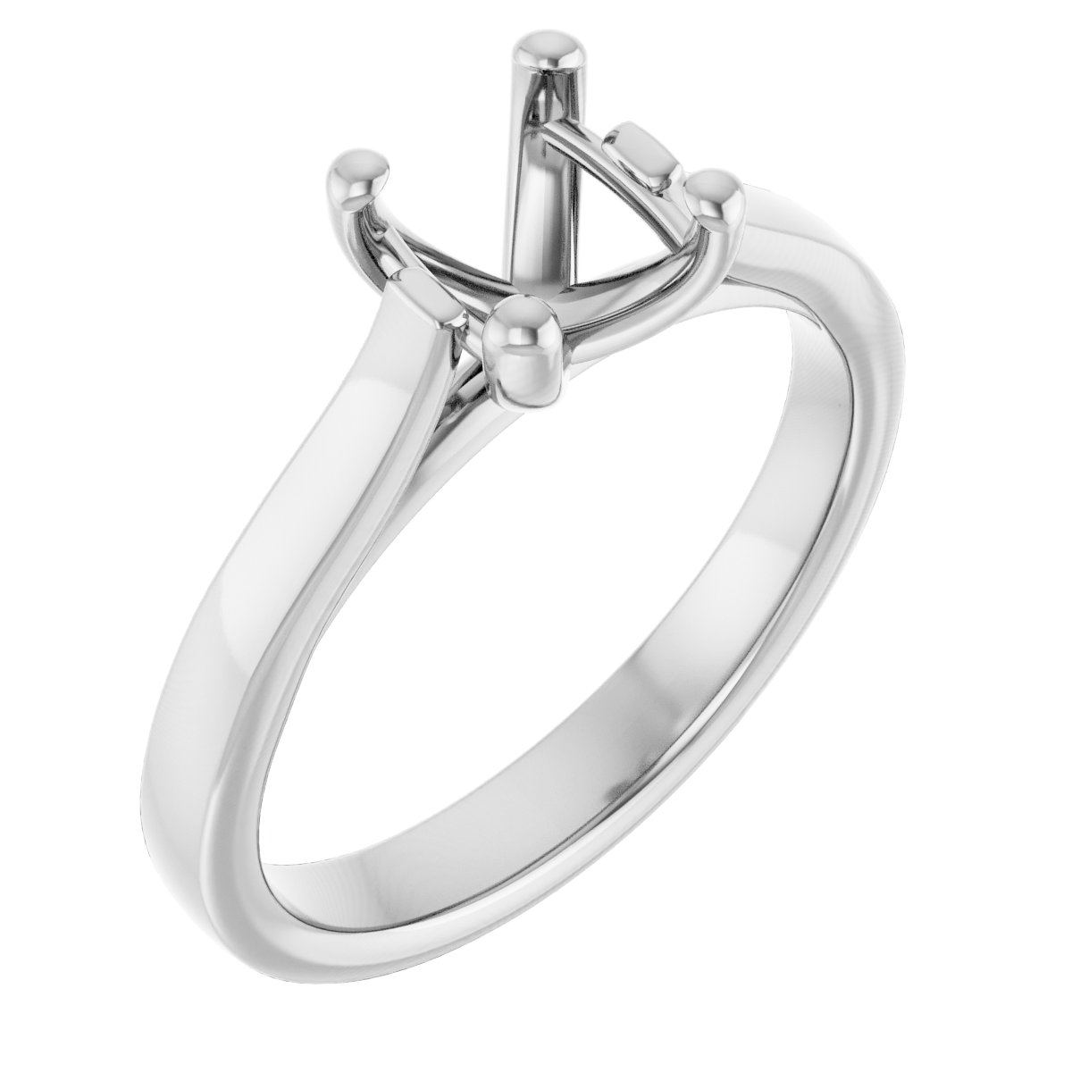 14K White 6 mm Cushion Engagement Ring Mounting