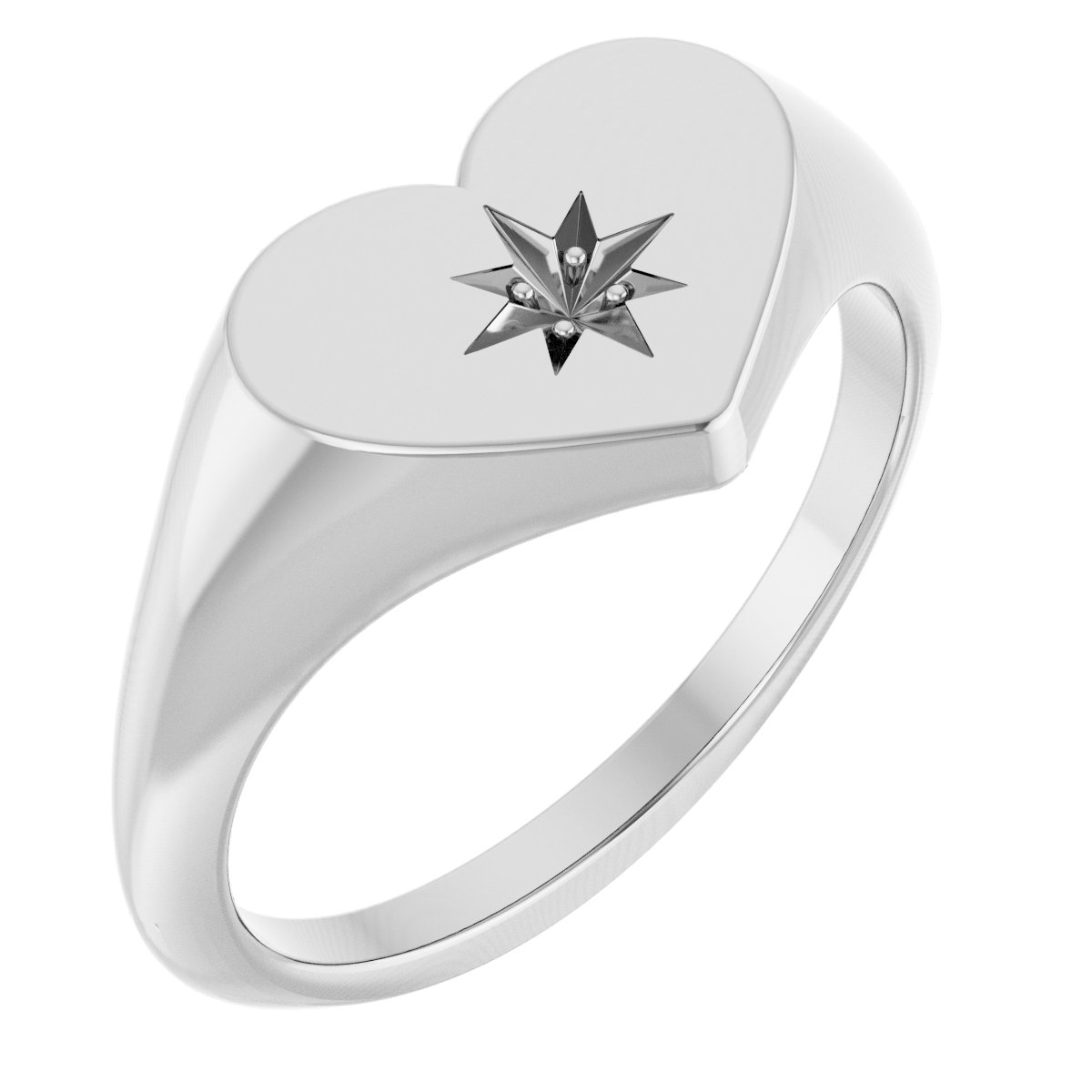 Heart Starburst Signet Ring