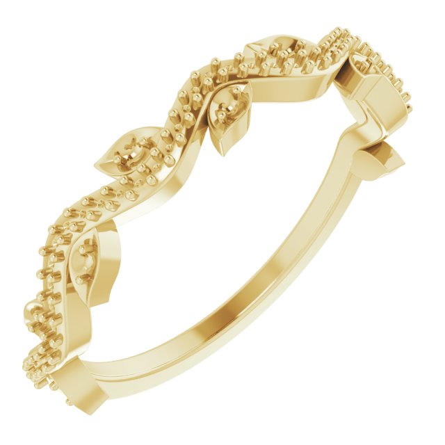 14K Yellow 1/6 CTW Diamond Leaf Ring