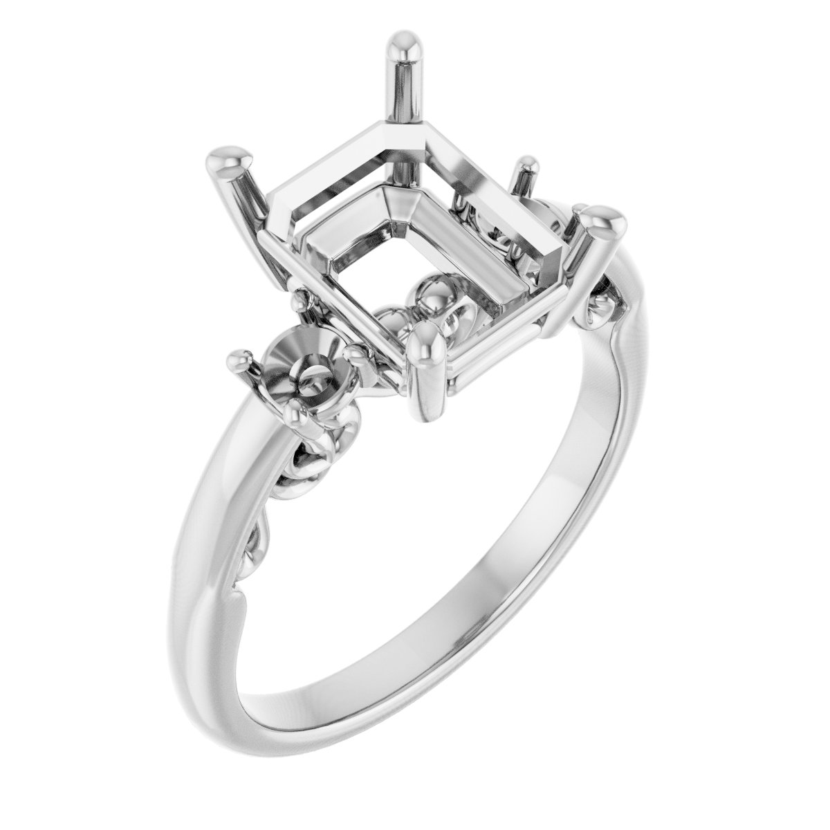 Three-Stone Sculptural Engagement Ring