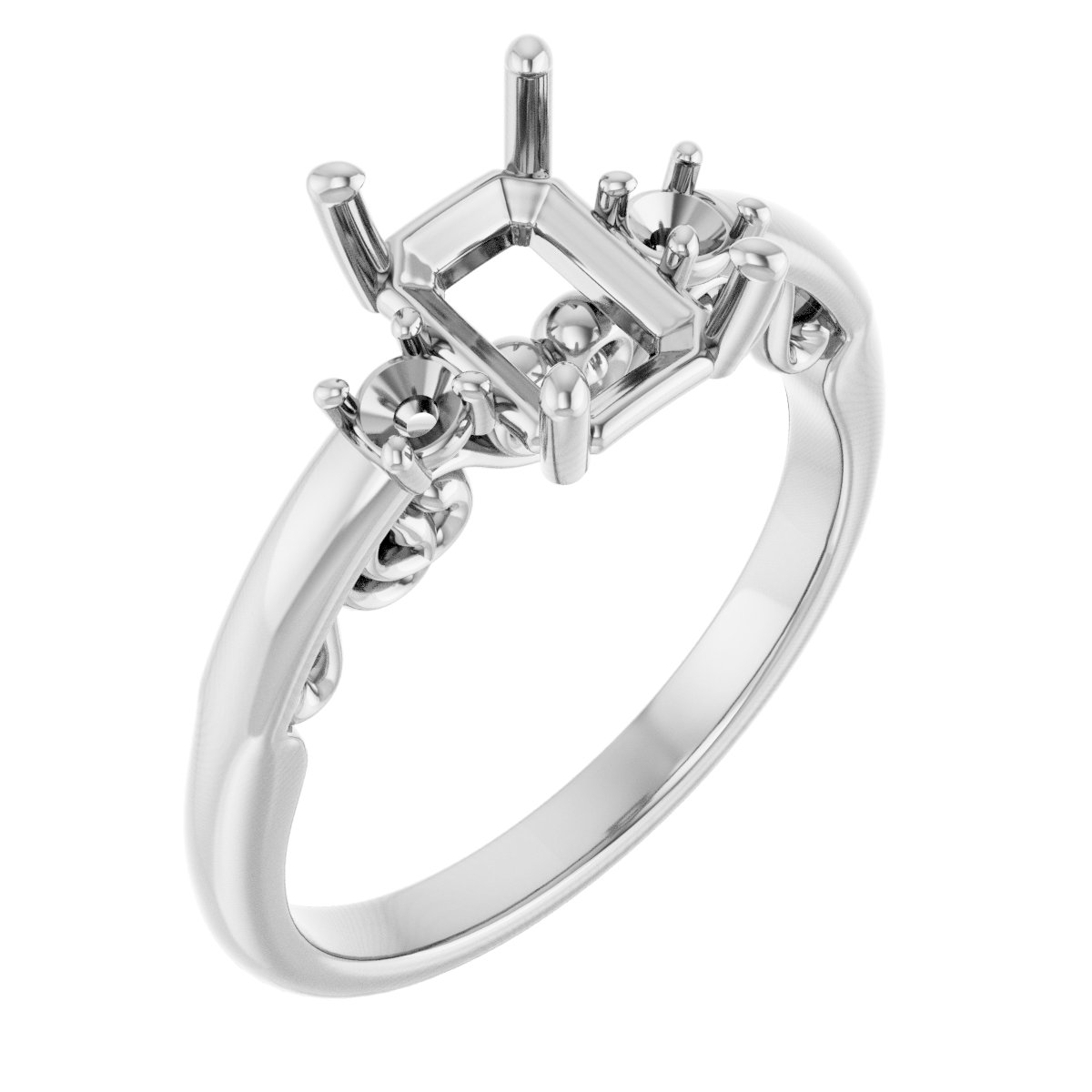 Three-Stone Sculptural Engagement Ring