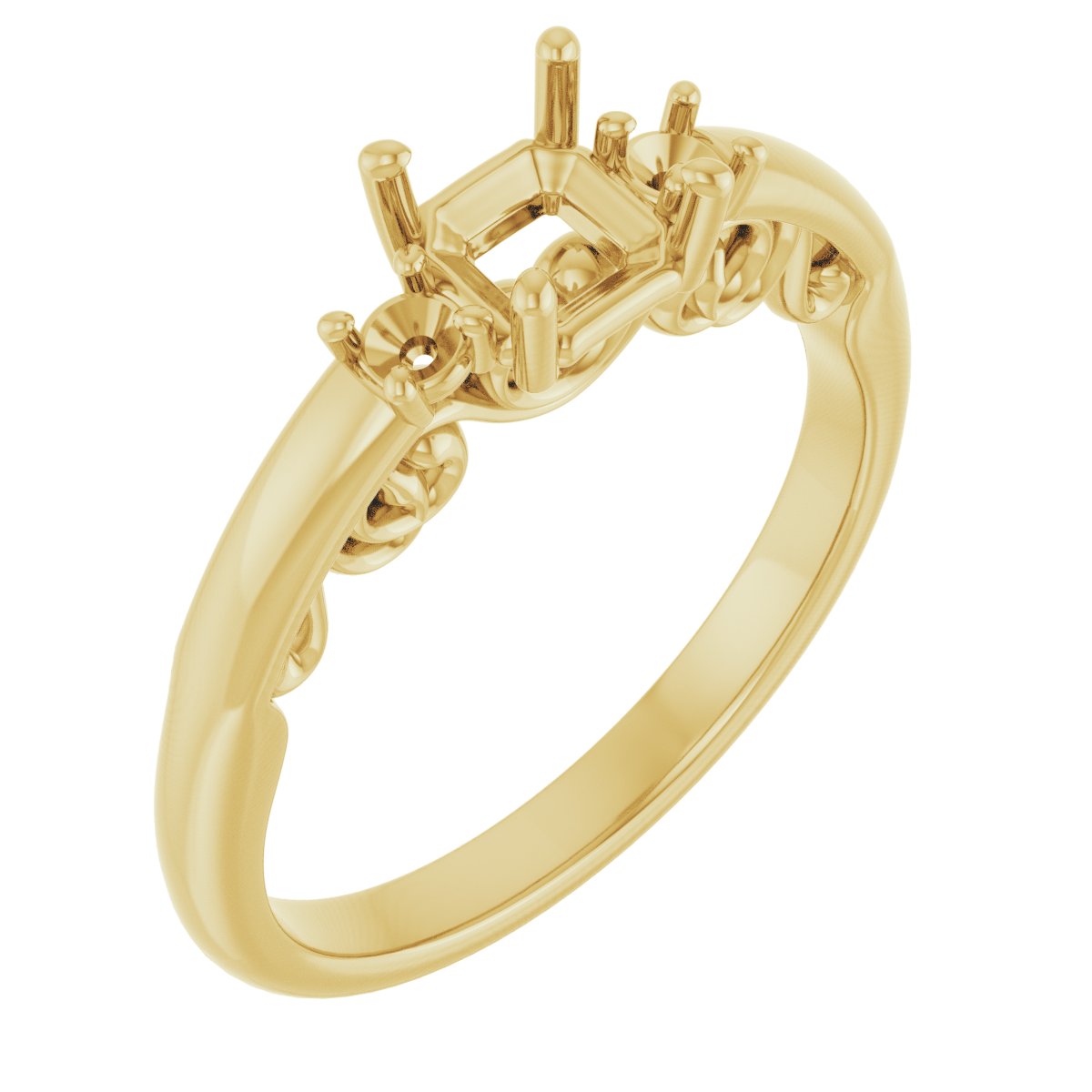 Three-Stone Sculptural Engagement Ring