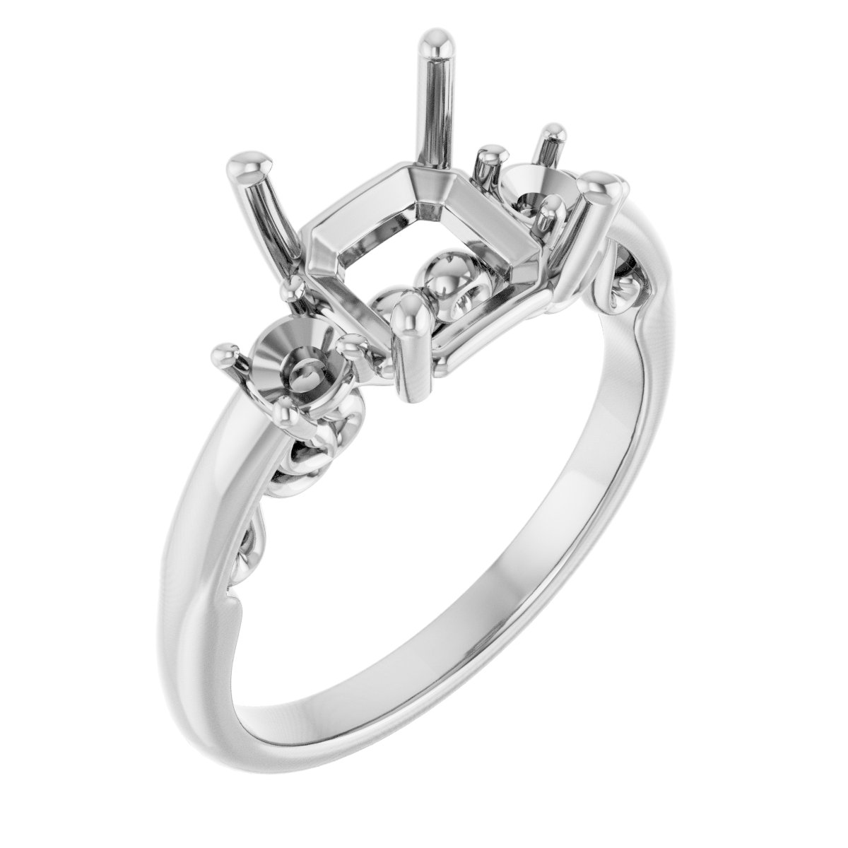 Three-Stone Sculptural Engagement Ring