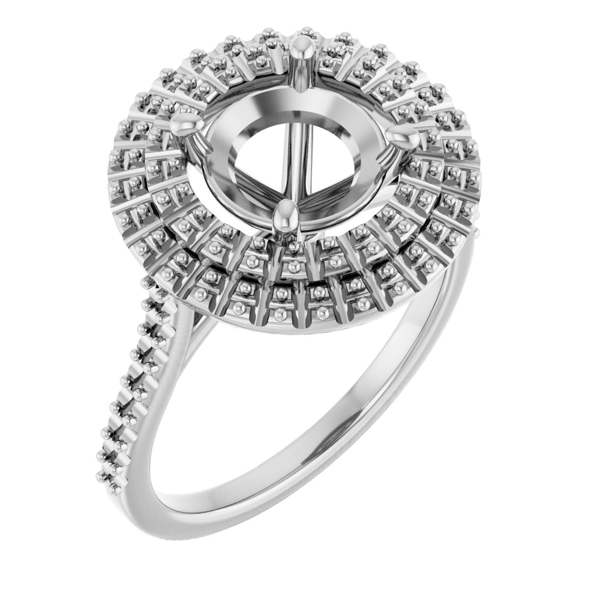 Double Halo-Style Engagement Ring