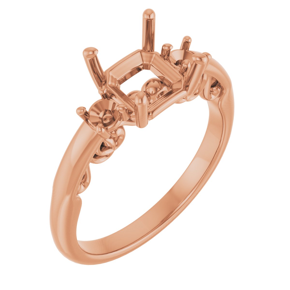 Three-Stone Sculptural Engagement Ring