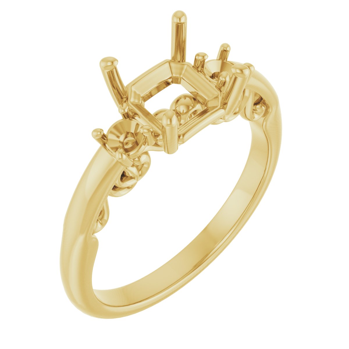 Three-Stone Sculptural Engagement Ring