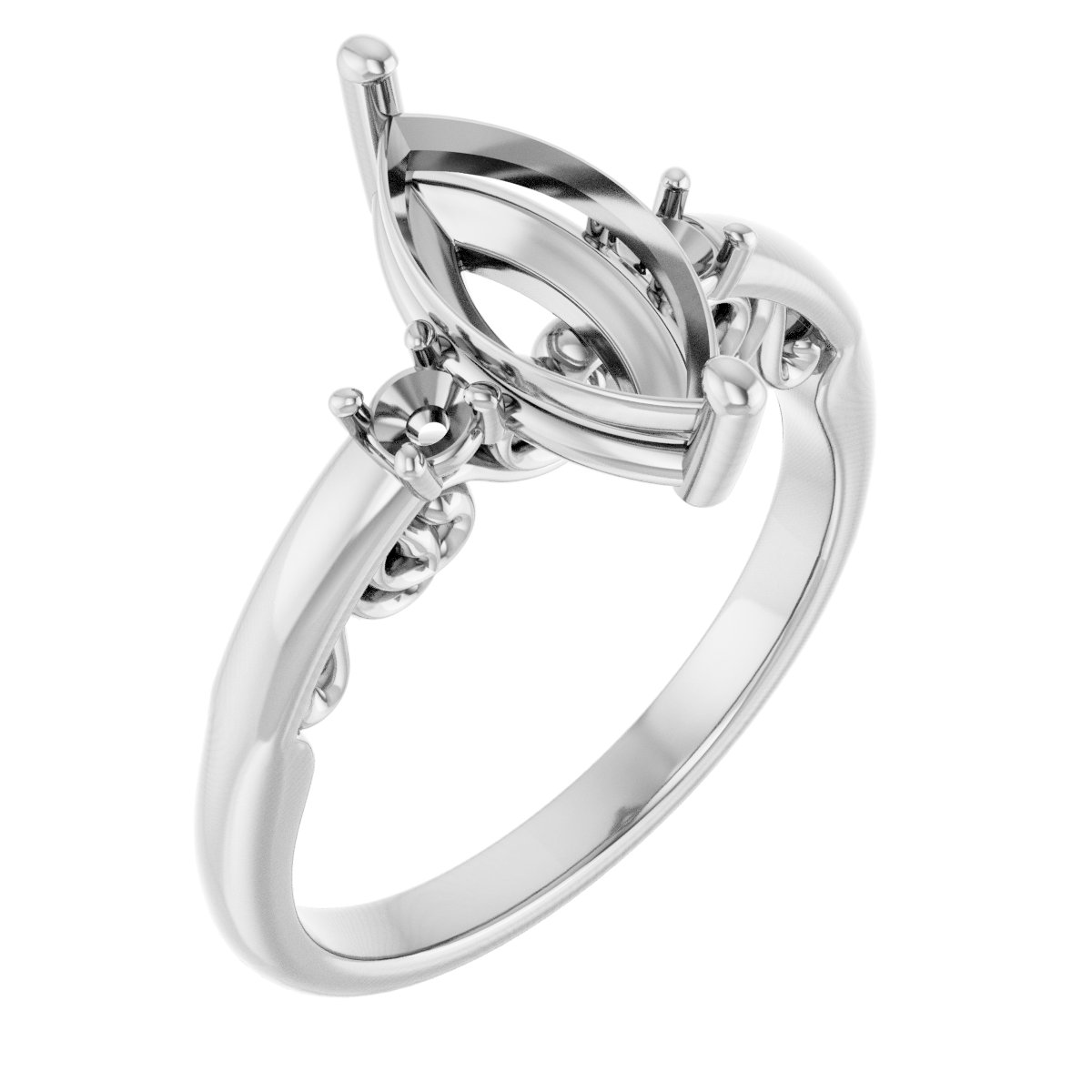 Three-Stone Sculptural Engagement Ring