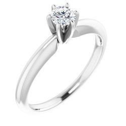 184309 / Neosadený / 14K White / round / 1 / 8 1 / 6 Ct=3.2-3.4 Mm / Polished / 6-Prong Solitaire Mounting