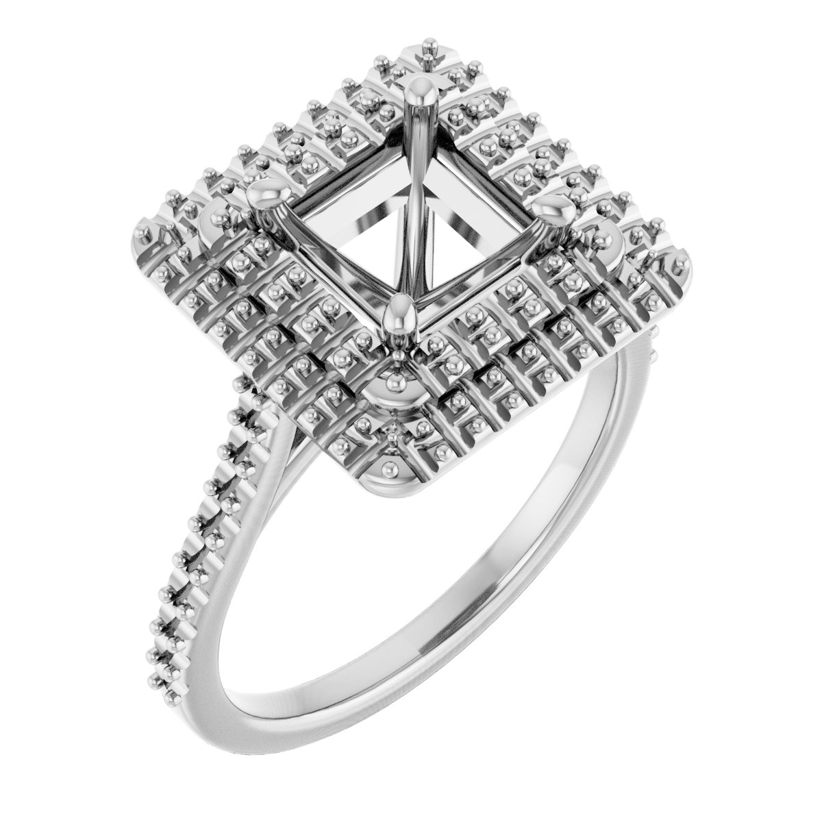 Double Halo-Style Engagement Ring