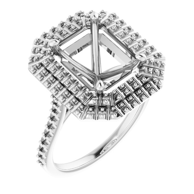 Double Halo-Style Engagement Ring