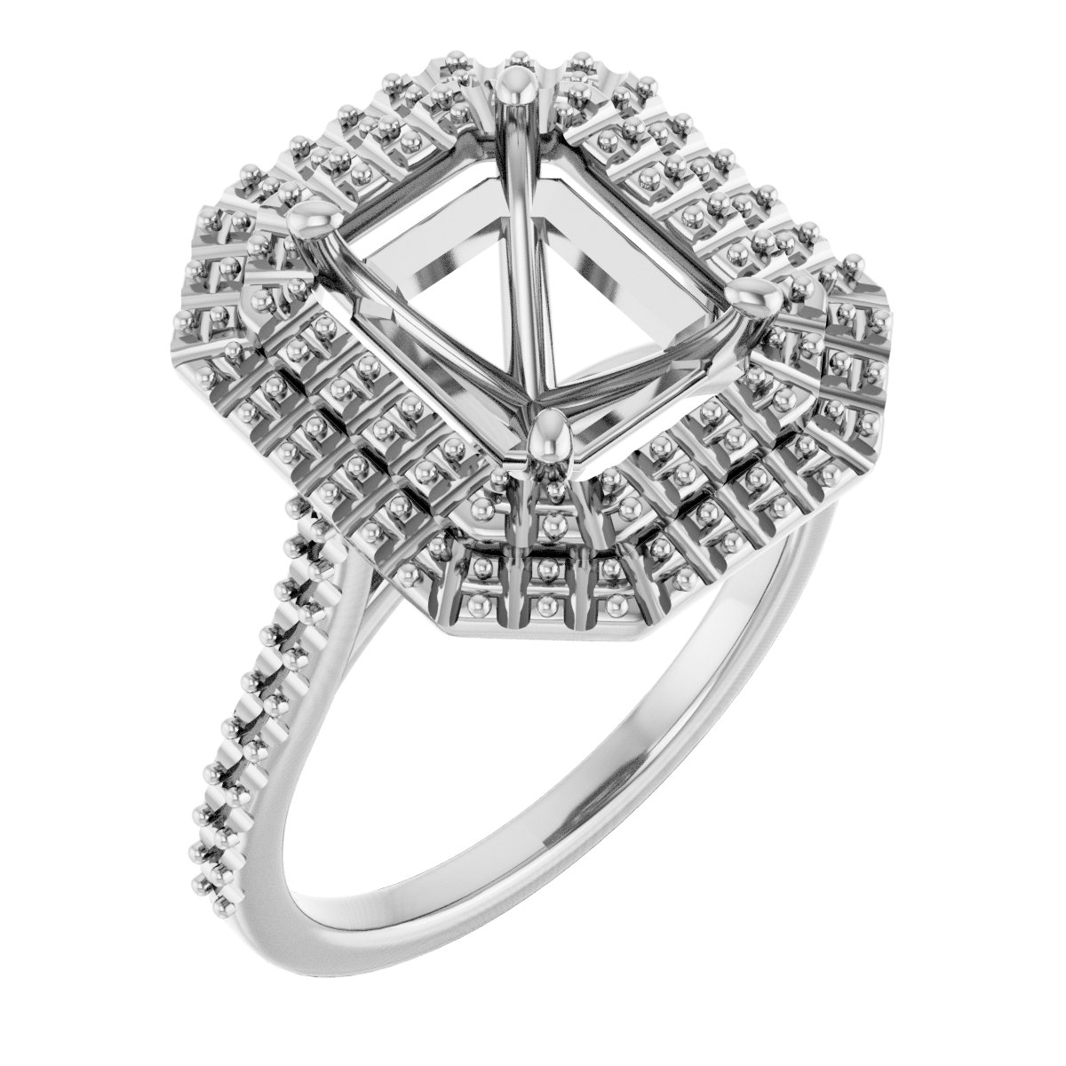 Double Halo-Style Engagement Ring