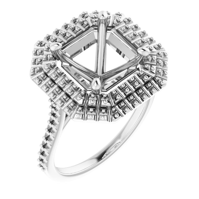 Double Halo-Style Engagement Ring