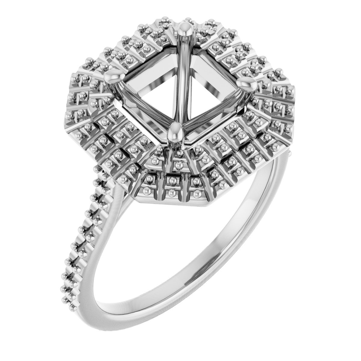 Double Halo-Style Engagement Ring