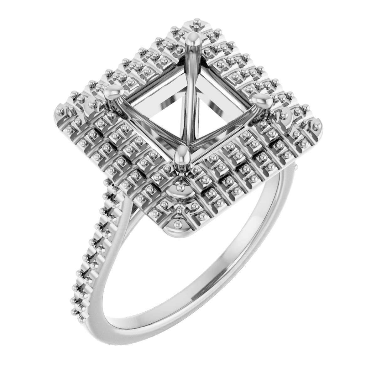 Double Halo-Style Engagement Ring