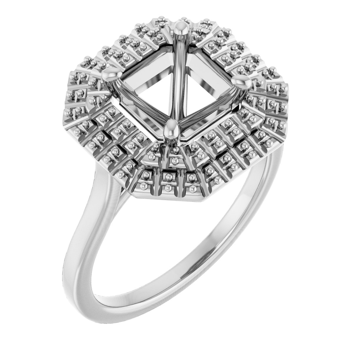 Double Halo-Style Engagement Ring