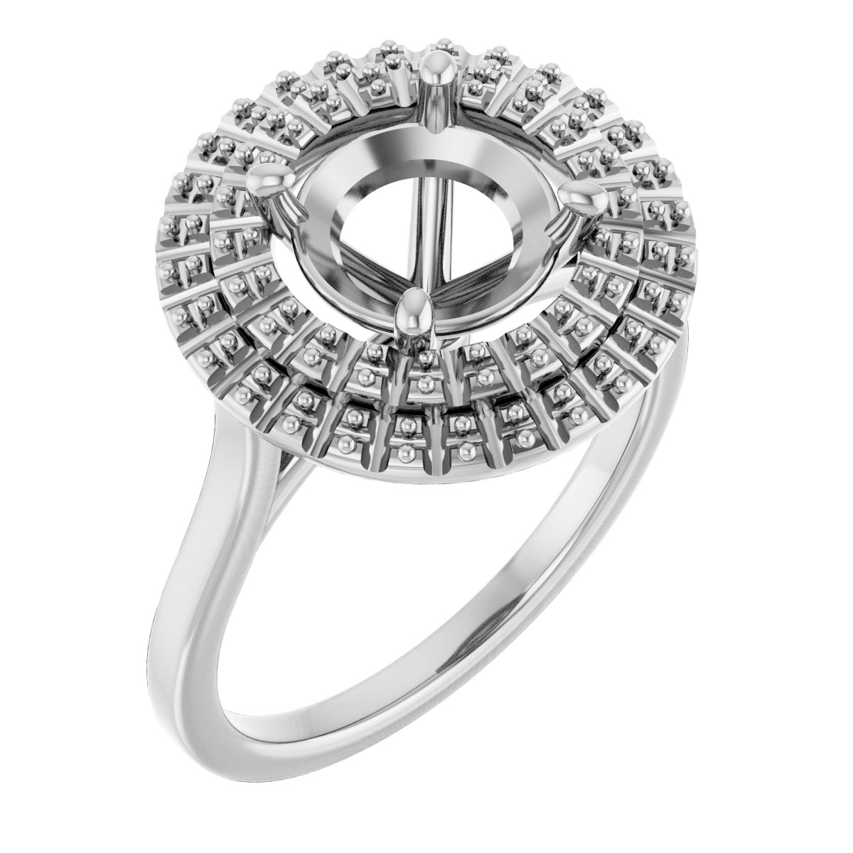 Double Halo-Style Engagement Ring