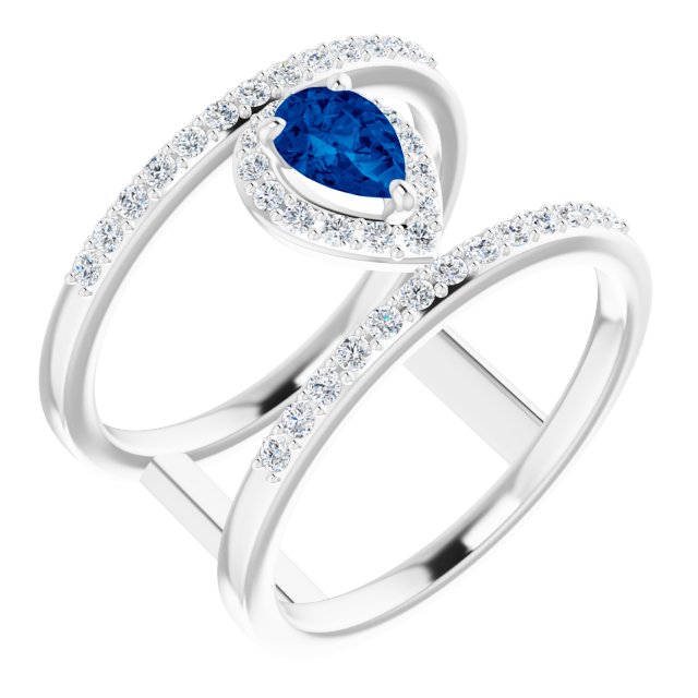 Platinum Natural Blue Sapphire & 1/3 CTW Natural Diamond Ring