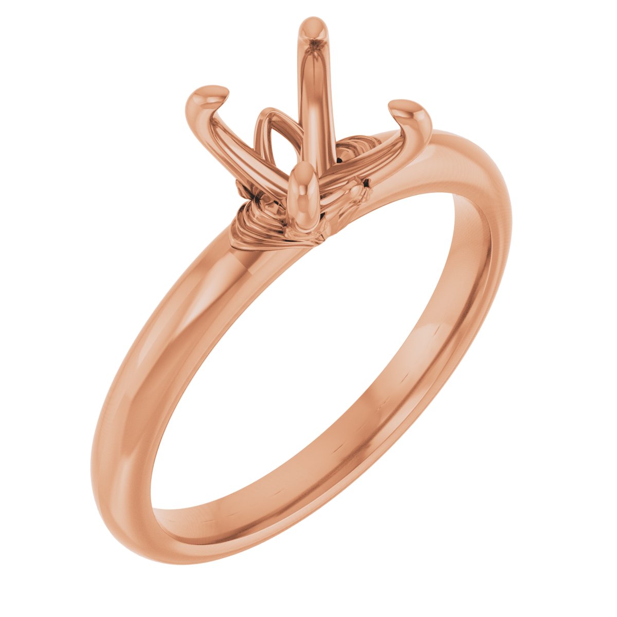 14K Rose 7.4 mm Round Solitaire Engagement Ring Mounting
