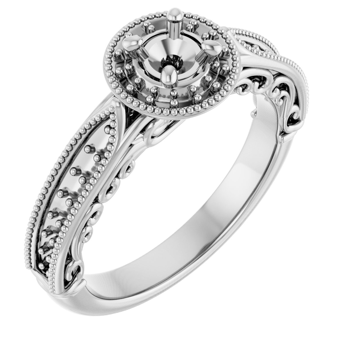 Halo-Style Vintage-Inspired Engagement Ring