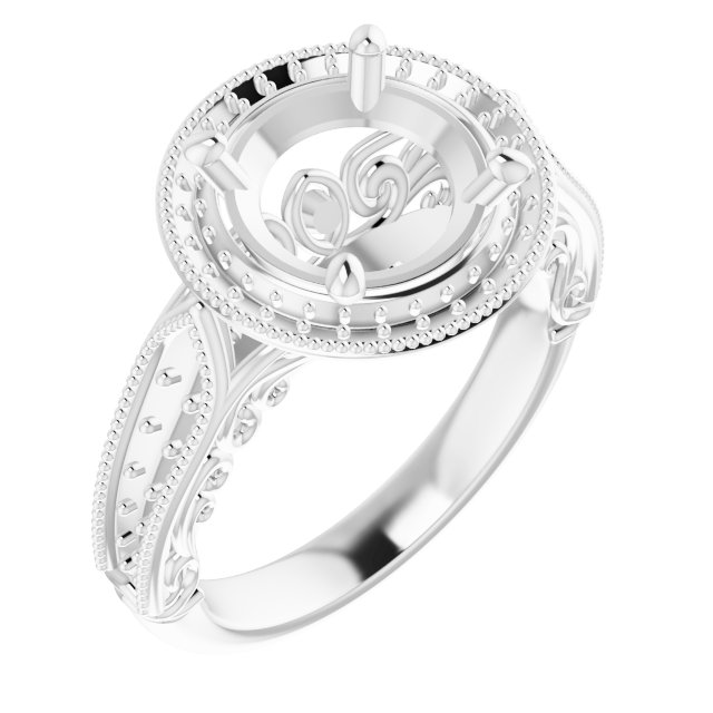 Halo-Style Vintage-Inspired Engagement Ring
