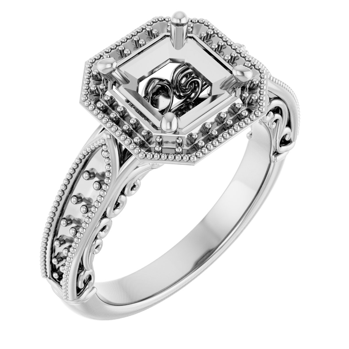 Halo-Style Vintage-Inspired Engagement Ring